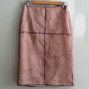 Mango Pink Silk Midi Skirt